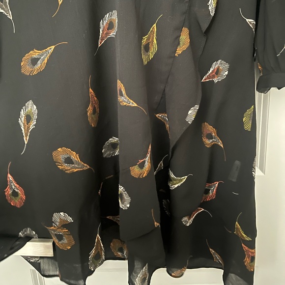 Madewell Long-Sleeve Poppy Wrap Dress in Peacock Feathers Size 4 - Picture 5 of 8